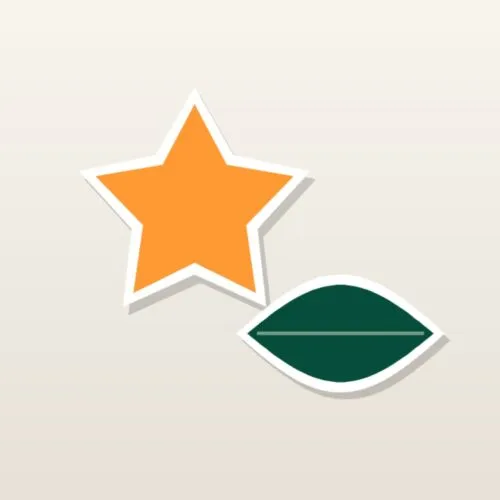 Custom die cut stickers in star and leaf shapes