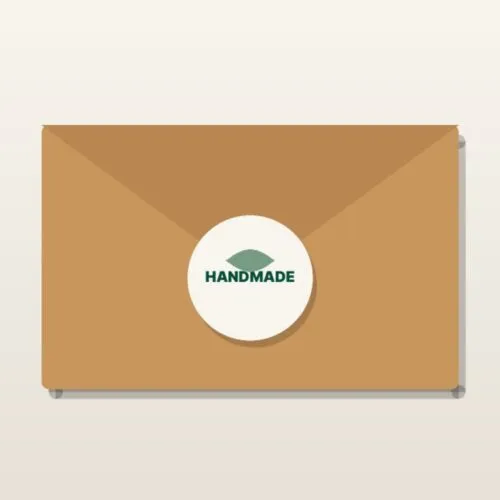 Matte paper sticker sealing a kraft envelope