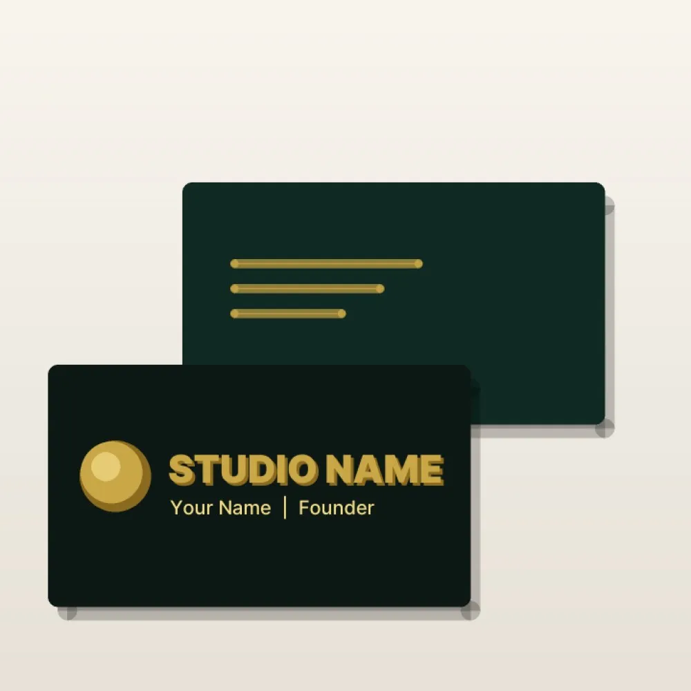 Gold foil business cards on black stock
