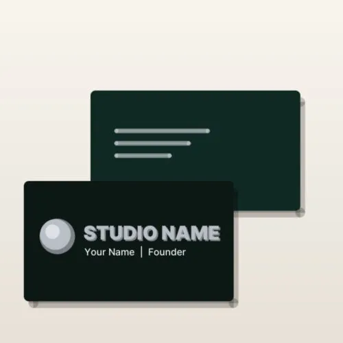 Silver foil business cards on black stock