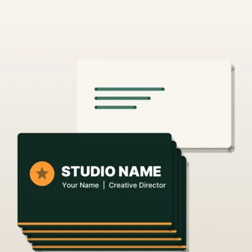Thick layered business cards with orange edges